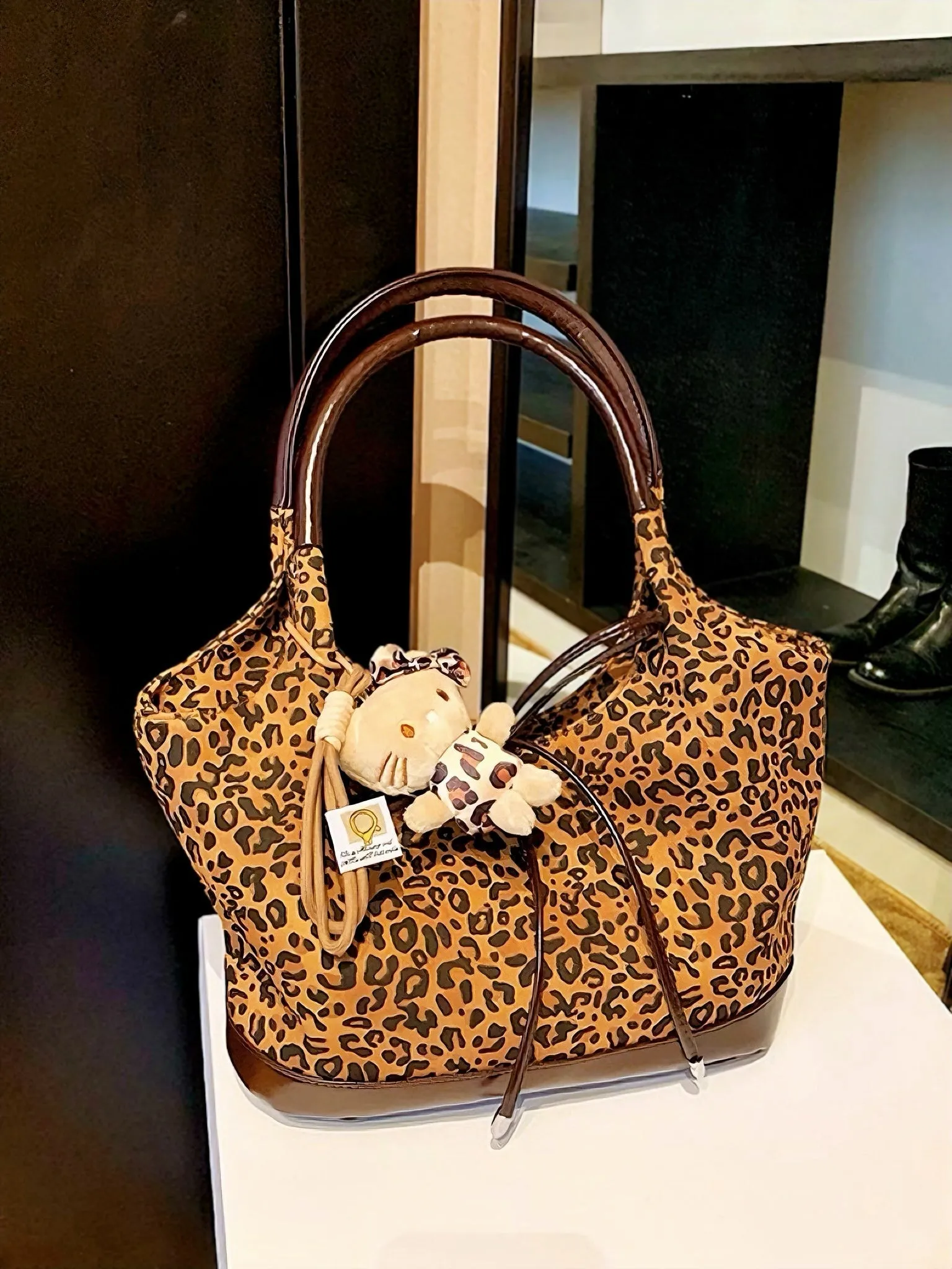 'Golden Rules' Y2k Leopard Print Hand Bag