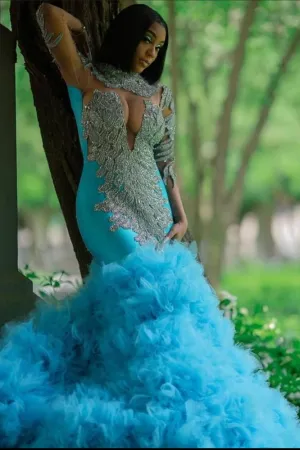 Gorgeous Slim Mermaid Evening Gowns with sleeves bridal and evening wear