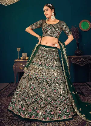 Green Multicolor Heavy Embroidered Designer Lehenga Choli