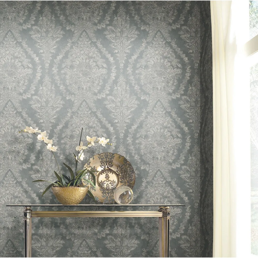 Grey Charleston Damask Elegant Wallpaper (60 SqFt)