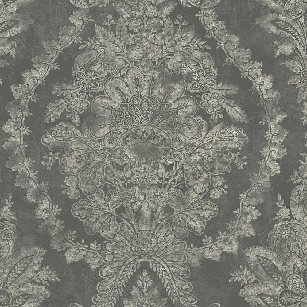 Grey Charleston Damask Elegant Wallpaper (60 SqFt)