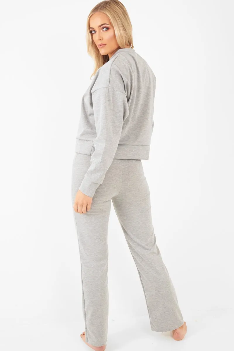 Grey Sweatshirt Slim Jogger Tracksuit - Erieanna
