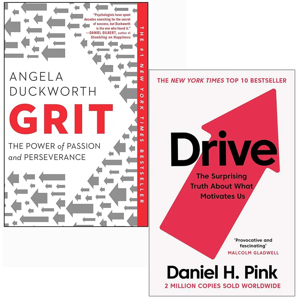 Grit: The Power of Passion and Perseverance & Drive The Surprising Truth About What Motivates Us 2 Books Collection Set