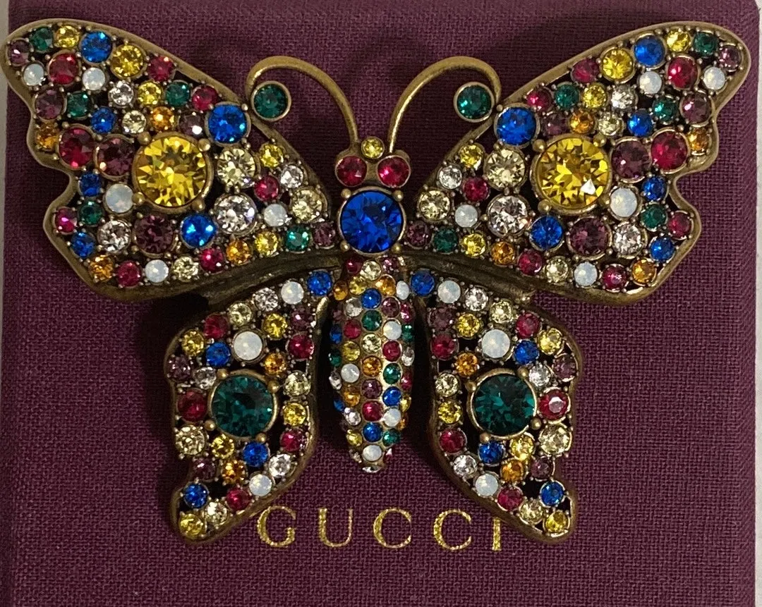 GUCCI Multi-Color Crystal Butterfly Brooch