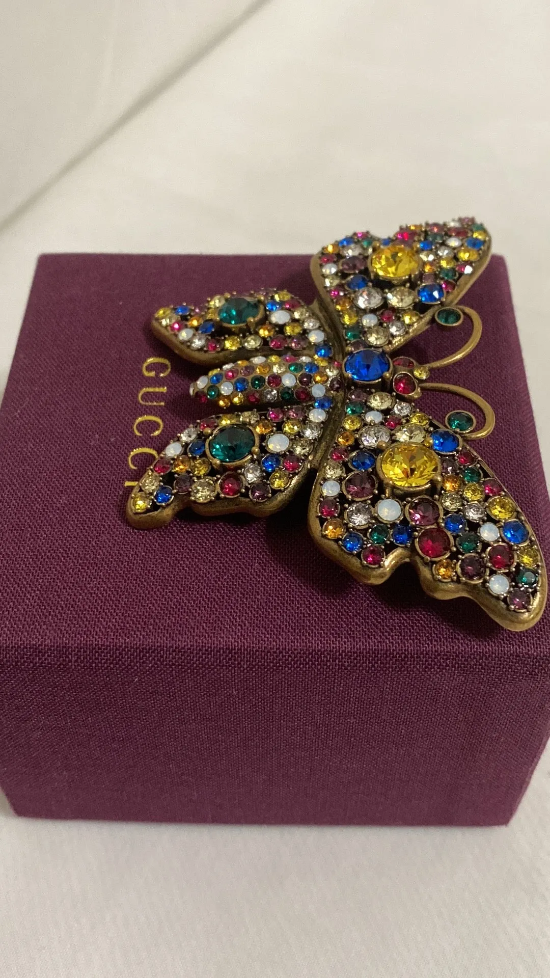 GUCCI Multi-Color Crystal Butterfly Brooch