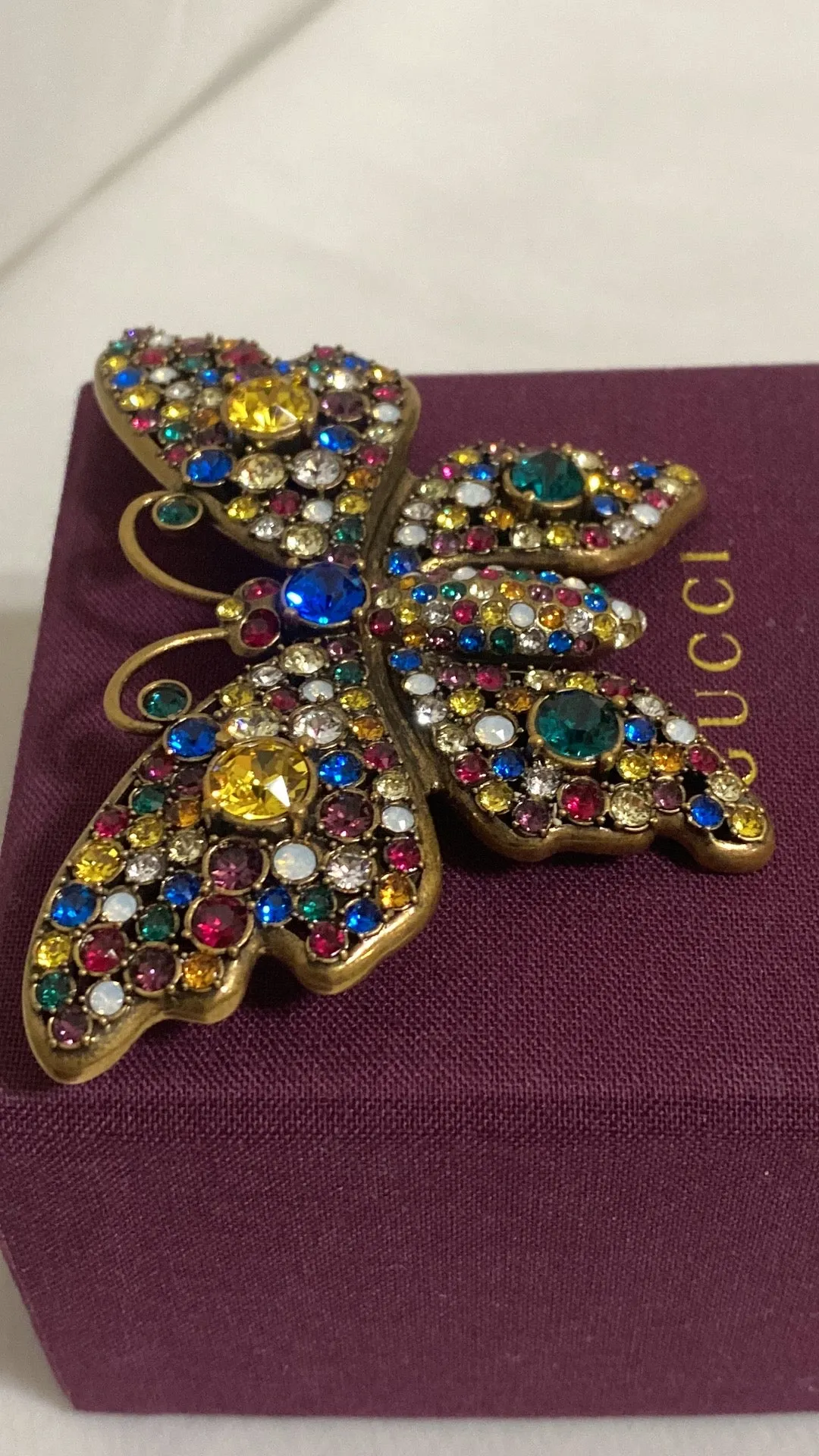 GUCCI Multi-Color Crystal Butterfly Brooch
