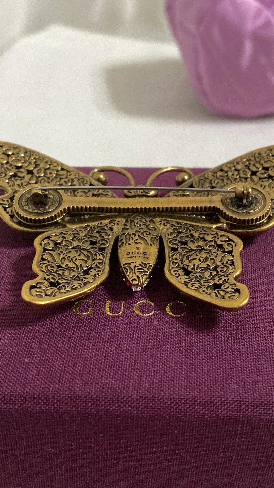 GUCCI Multi-Color Crystal Butterfly Brooch