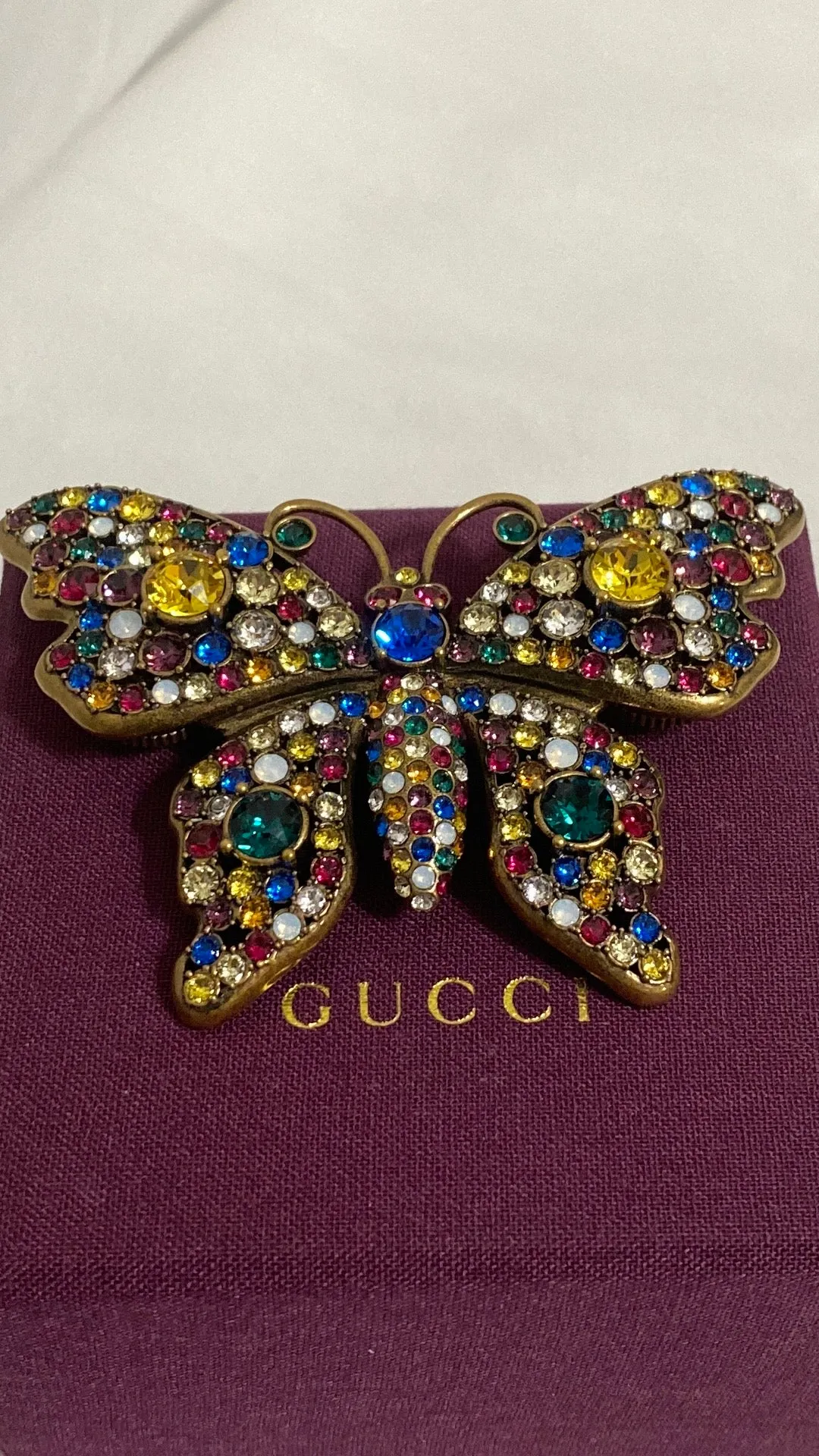 GUCCI Multi-Color Crystal Butterfly Brooch