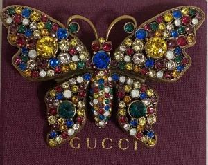 GUCCI Multi-Color Crystal Butterfly Brooch