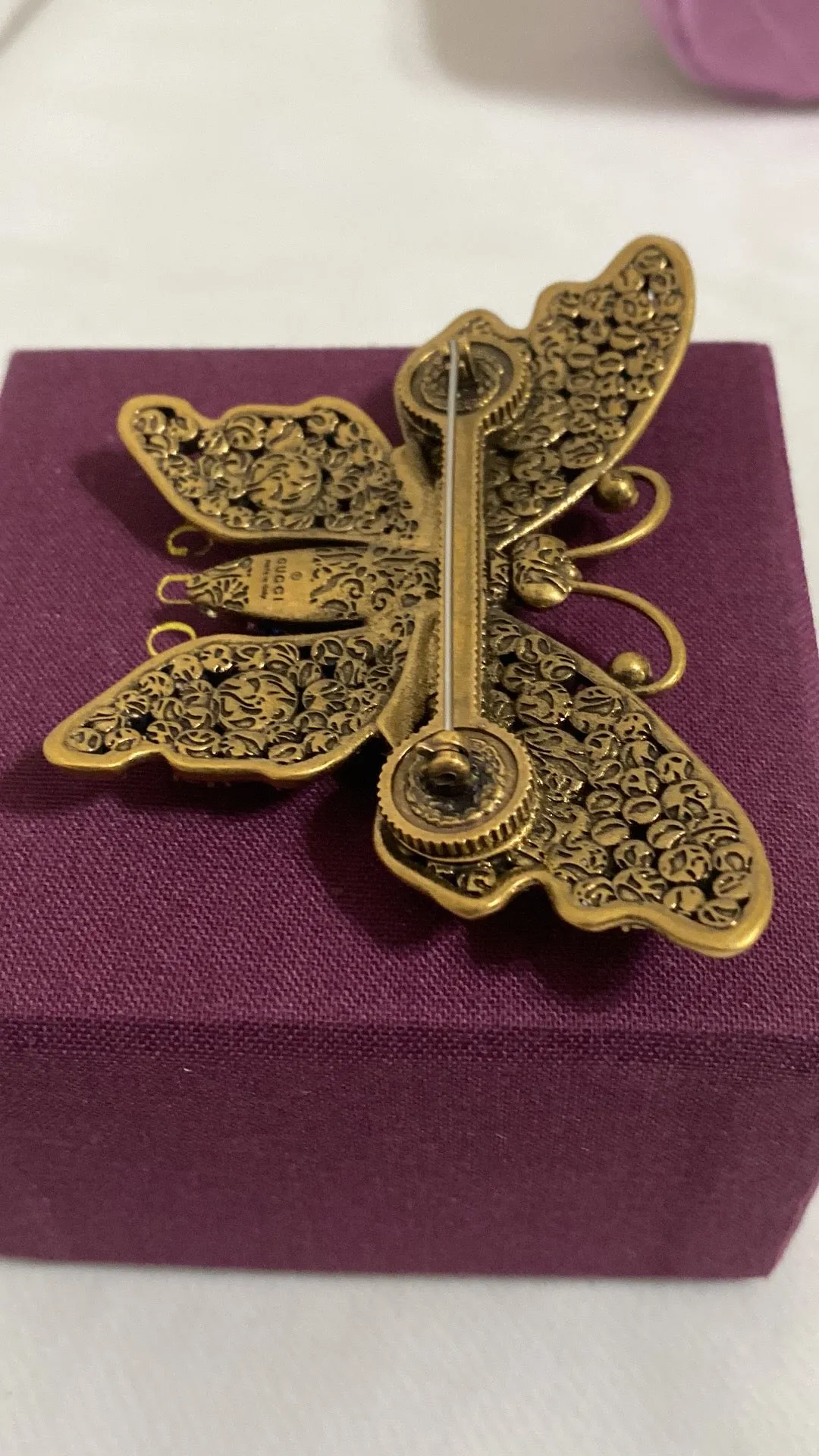 GUCCI Multi-Color Crystal Butterfly Brooch