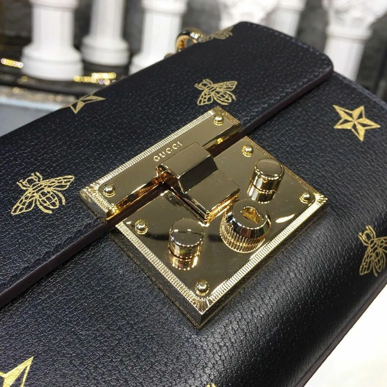 Gucci Padlock Bee Star Handbag with Chain