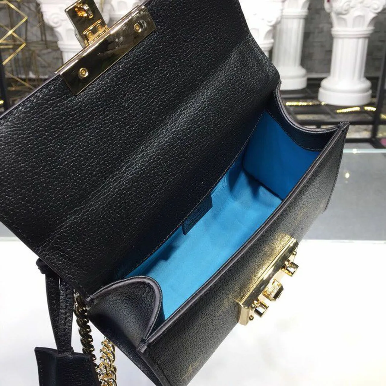 Gucci Padlock Bee Star Handbag with Chain