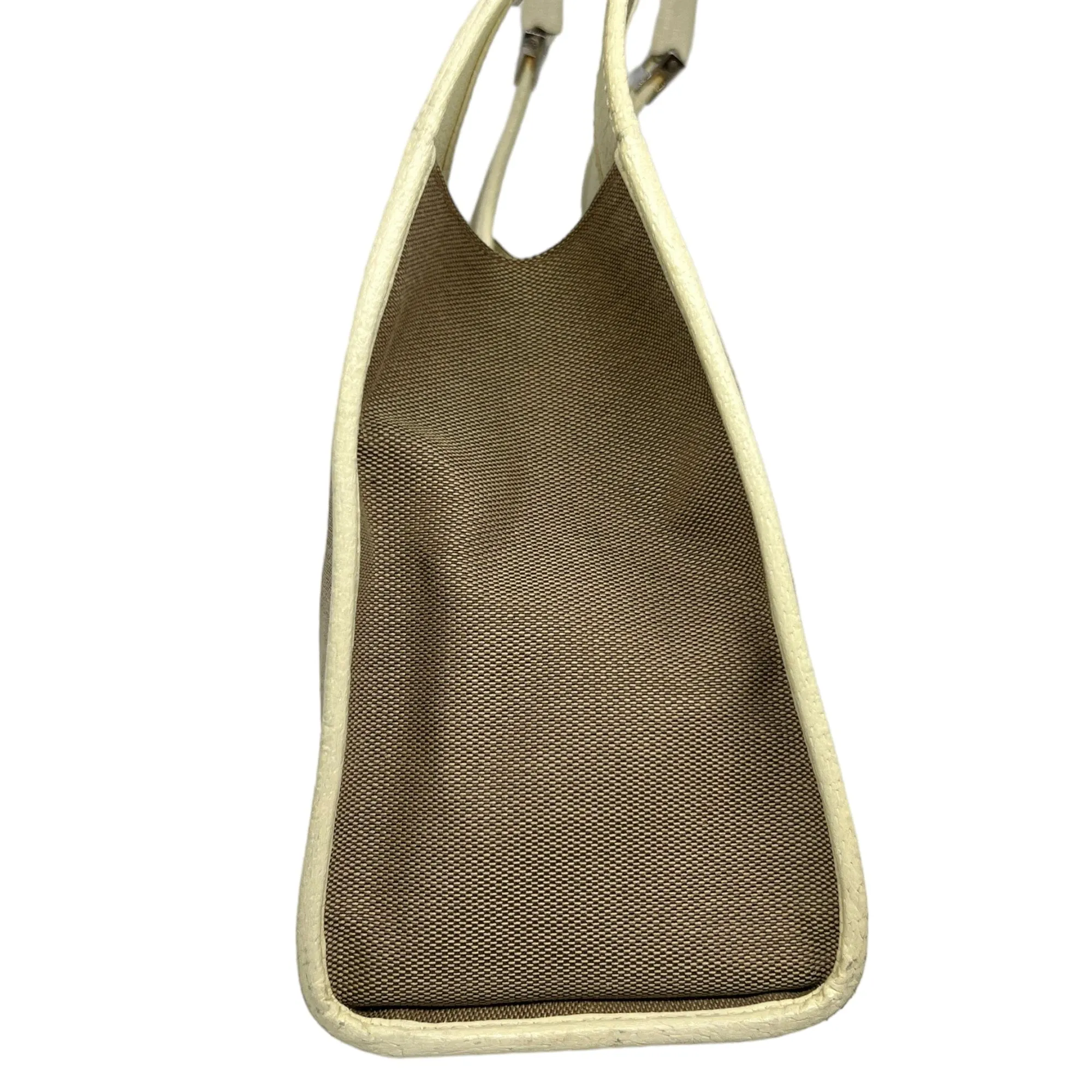 GUCCI Vintage Jackie Cloth Shoulder Handbag - Tan & Cream