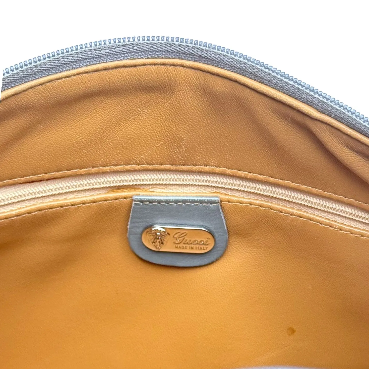 GUCCI Vintage Micro GG Canvas & Leather Boston Bag - Grey