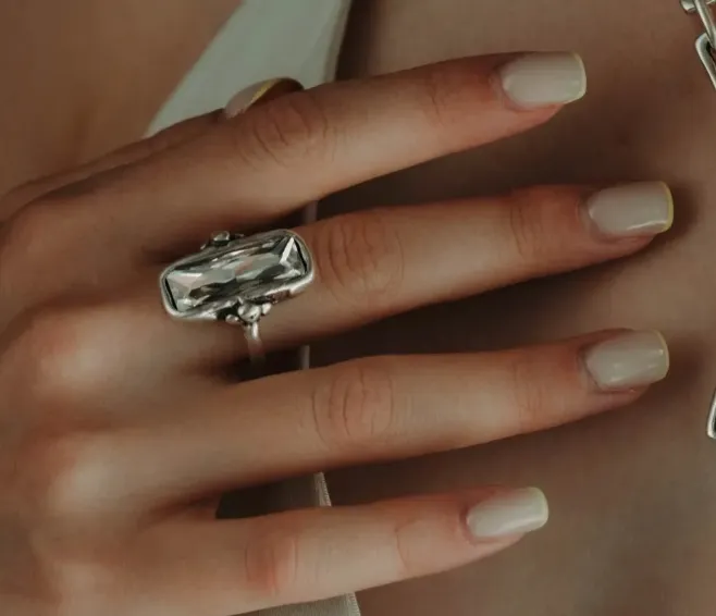 Handmade Crystal Brass Ring