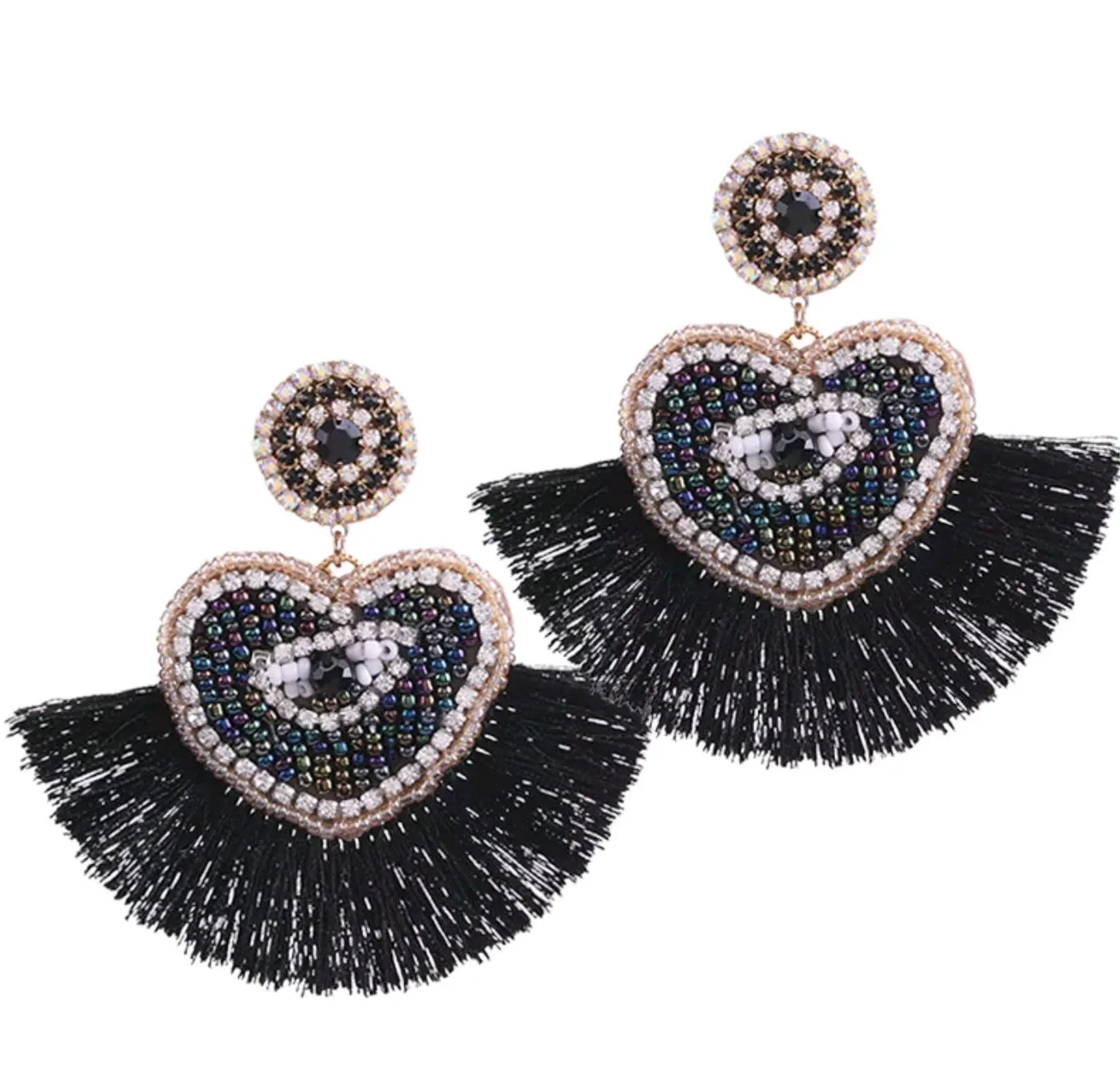 Handmade Heart Crystal Earrings