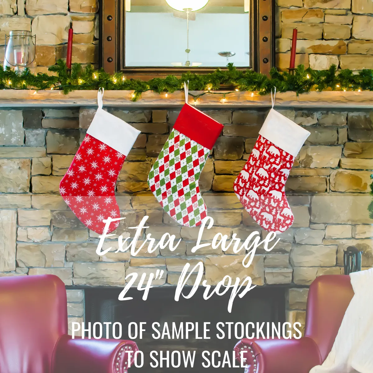 Handmade Large Christmas Stocking Polka Dots -- Handmade Personalized Stocking