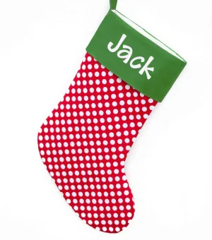 Handmade Large Christmas Stocking Polka Dots -- Handmade Personalized Stocking