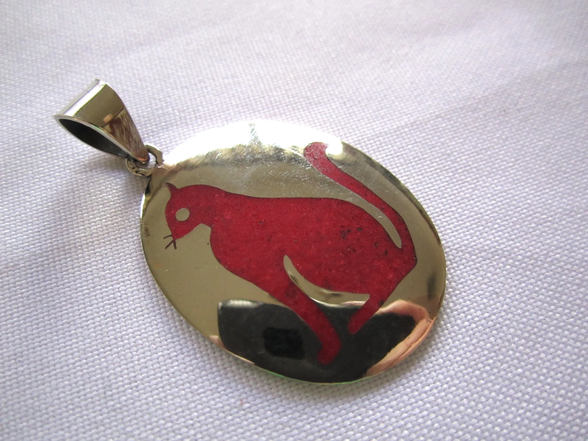 Handmade Oval Cat Pendant