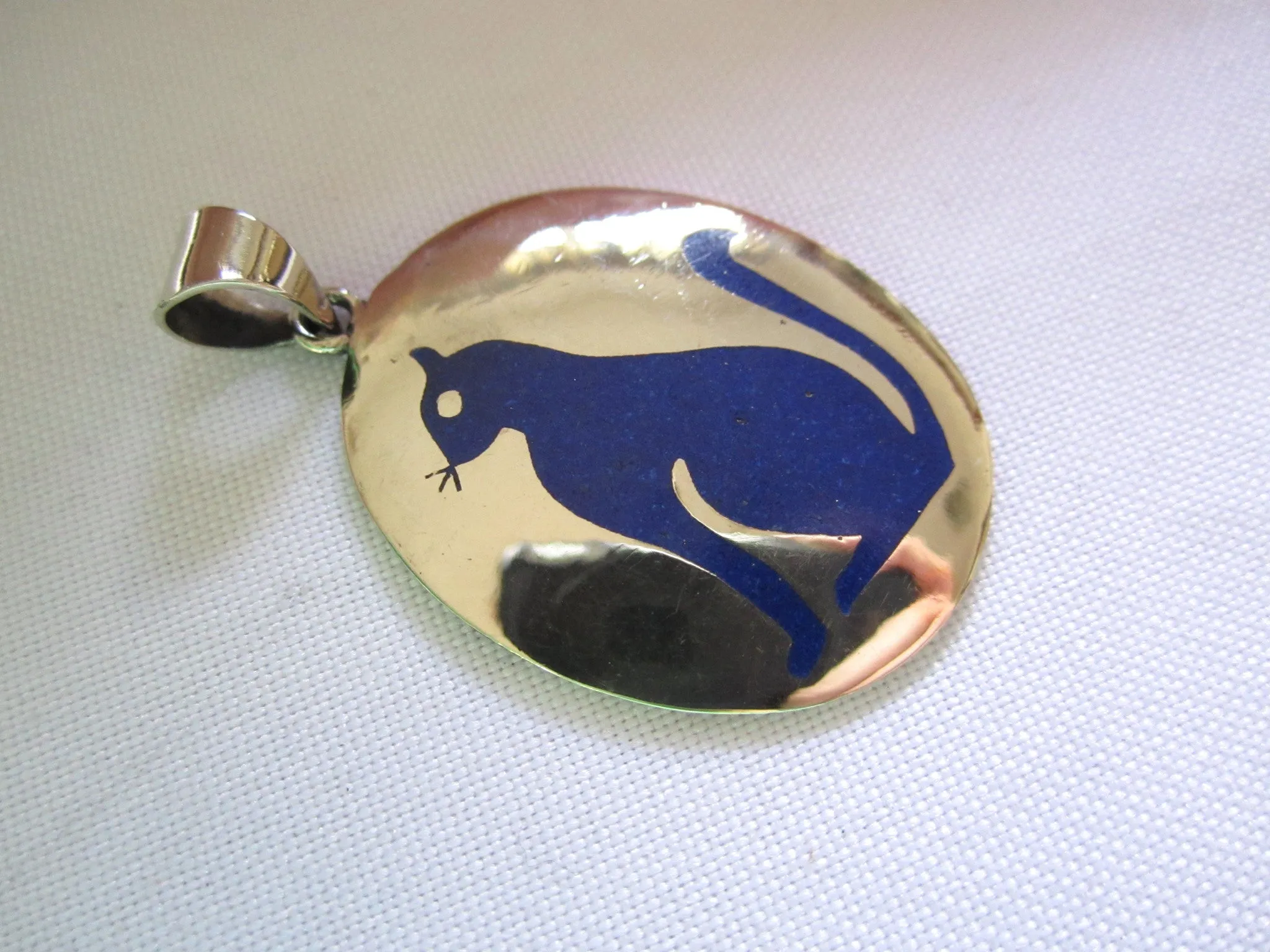 Handmade Oval Cat Pendant