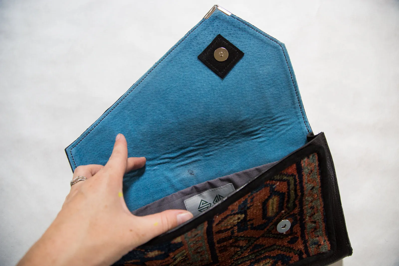 Handmade Rug Fragment Clutch