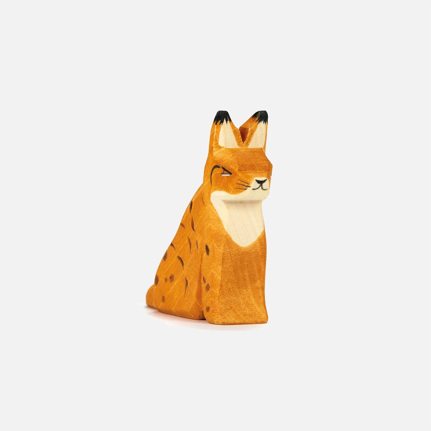 Handmade Wooden Lynx Sitting