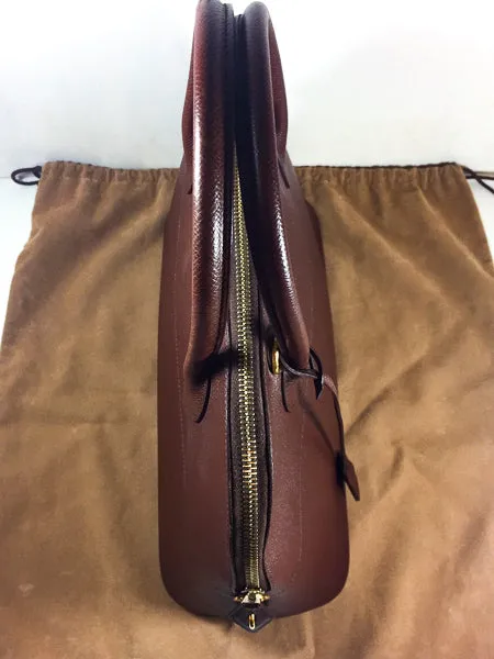 HERMES 1997 Brown Leather Zip Top Handle Bag w/ Lock and Keys