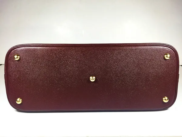 HERMES 1997 Brown Leather Zip Top Handle Bag w/ Lock and Keys