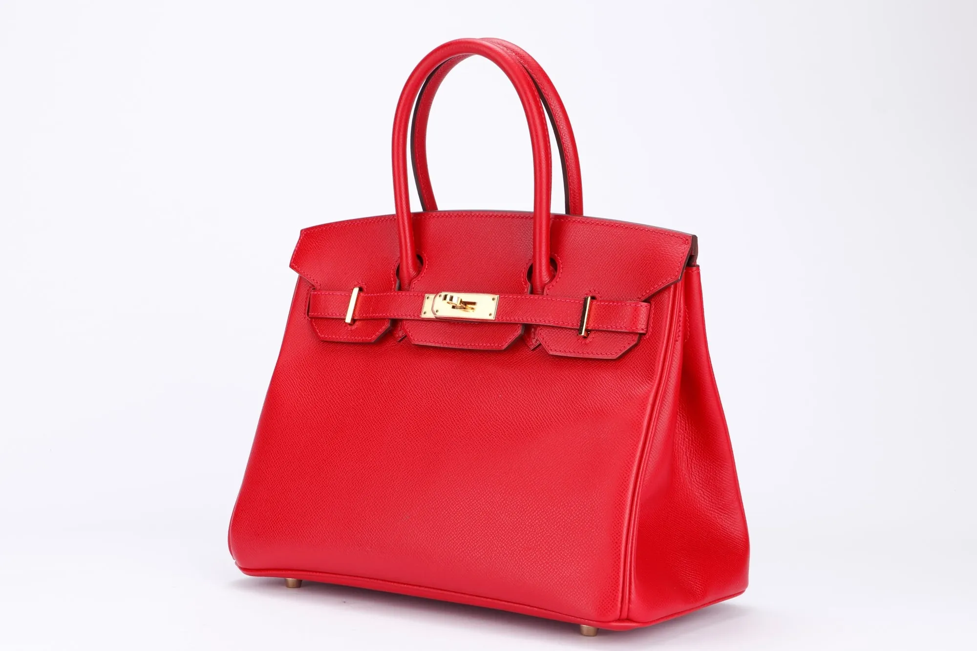 Hermes Birkin 30, Stamp Q, Rouge Casaque Color, Epsom Leather, Gold Hardware, with Dust Cover