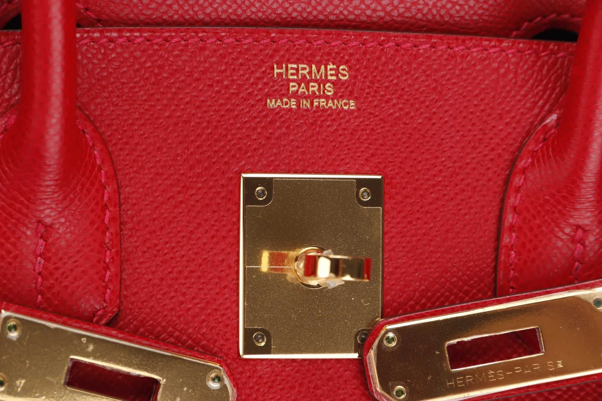 Hermes Birkin 30, Stamp Q, Rouge Casaque Color, Epsom Leather, Gold Hardware, with Dust Cover