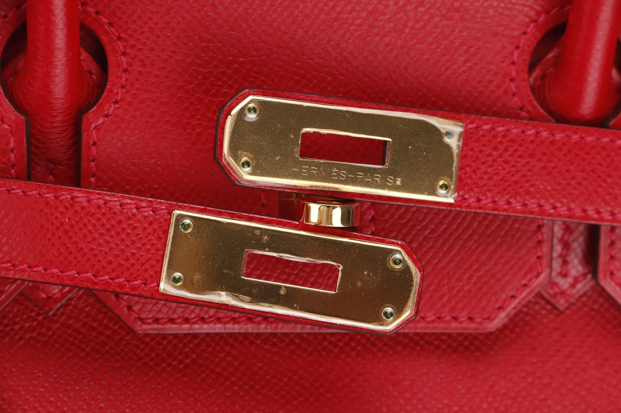 Hermes Birkin 30, Stamp Q, Rouge Casaque Color, Epsom Leather, Gold Hardware, with Dust Cover