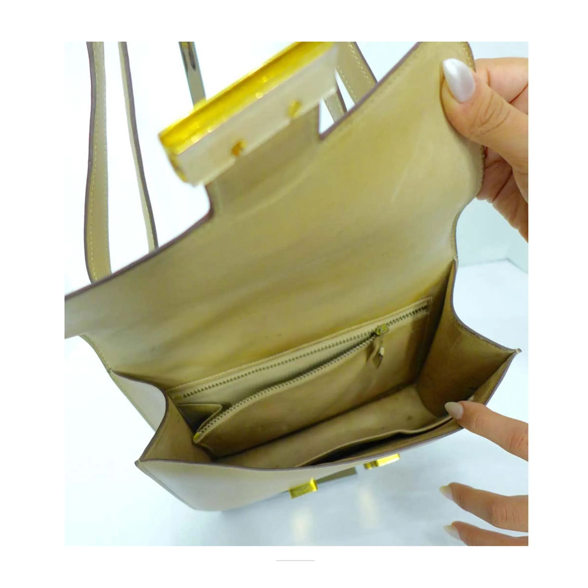 HERMES Camel Constance Crossbody Bag
