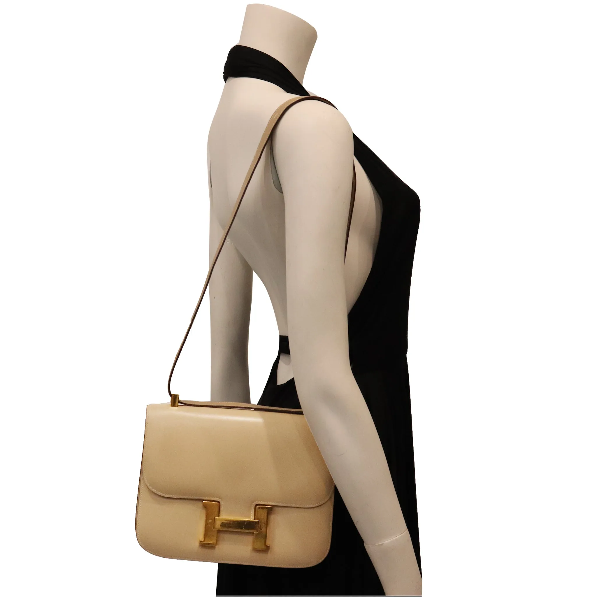HERMES Camel Constance Crossbody Bag