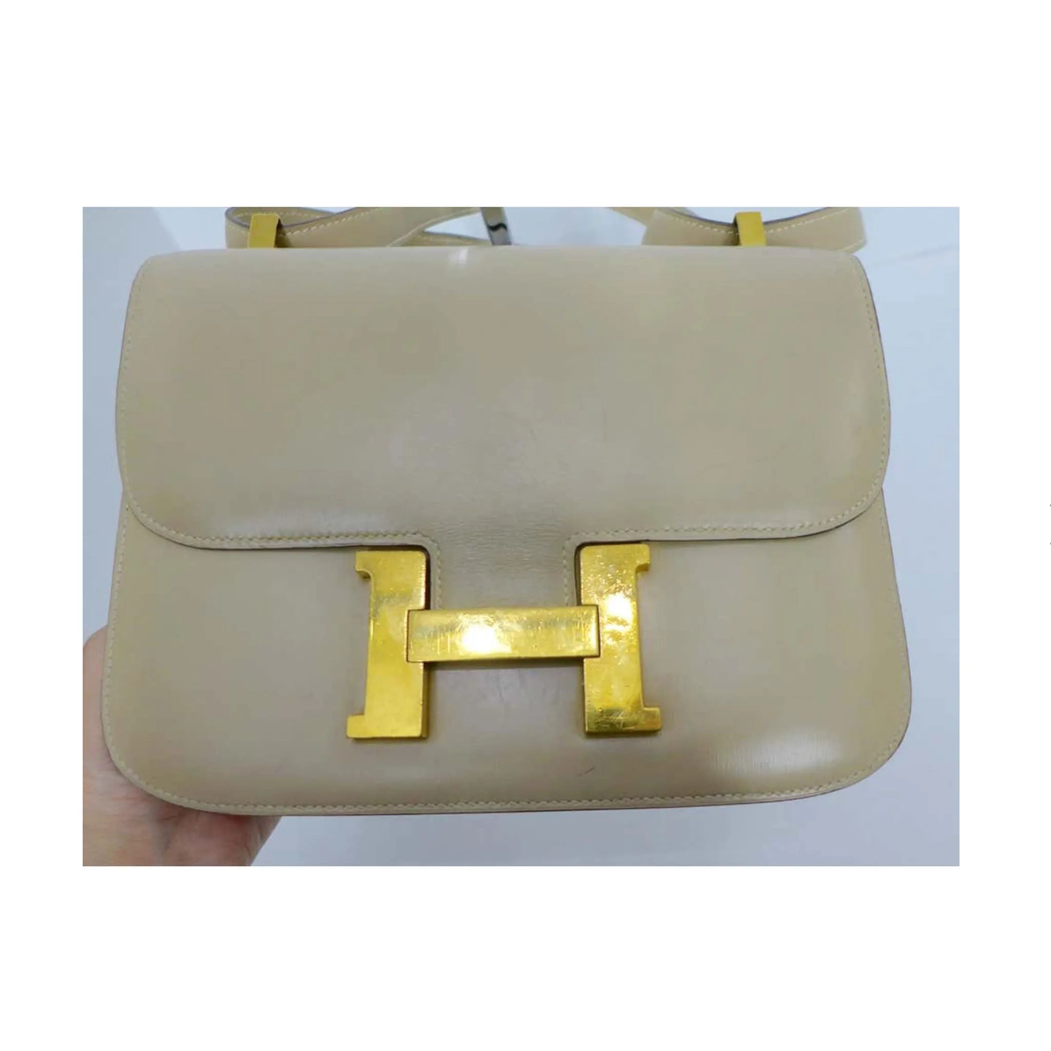 HERMES Camel Constance Crossbody Bag