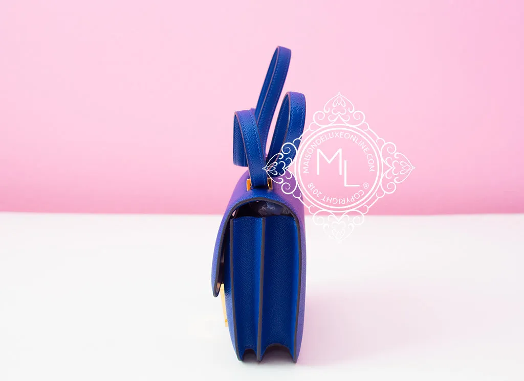 Hermes Constance Mini 18 Blue Electrique Epsom Handbag