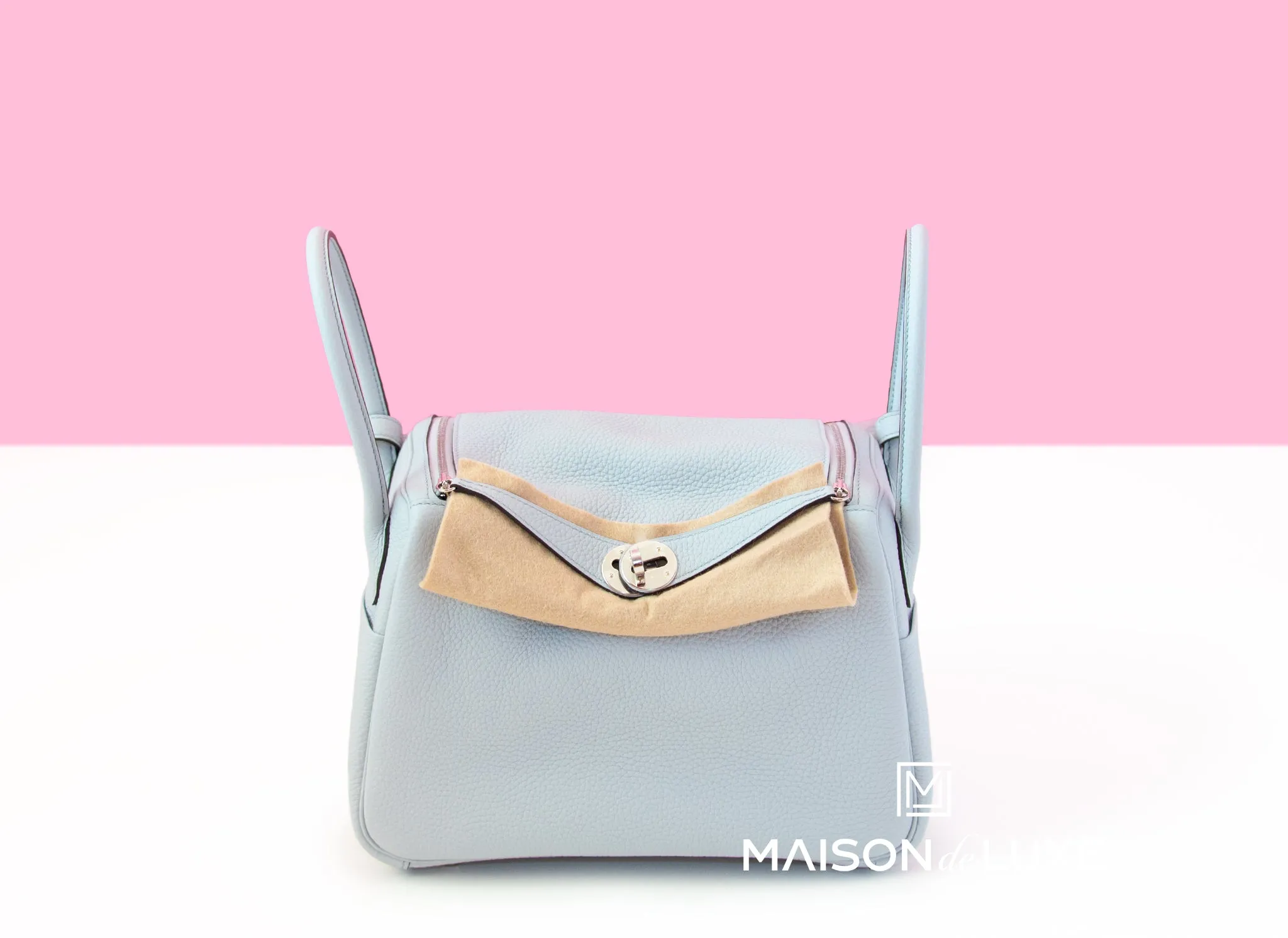 Hermes Lindy 26 Blue Pale Clemence Handbag