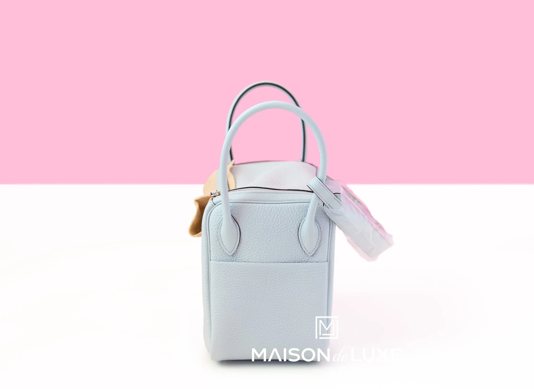 Hermes Lindy 26 Blue Pale Clemence Handbag
