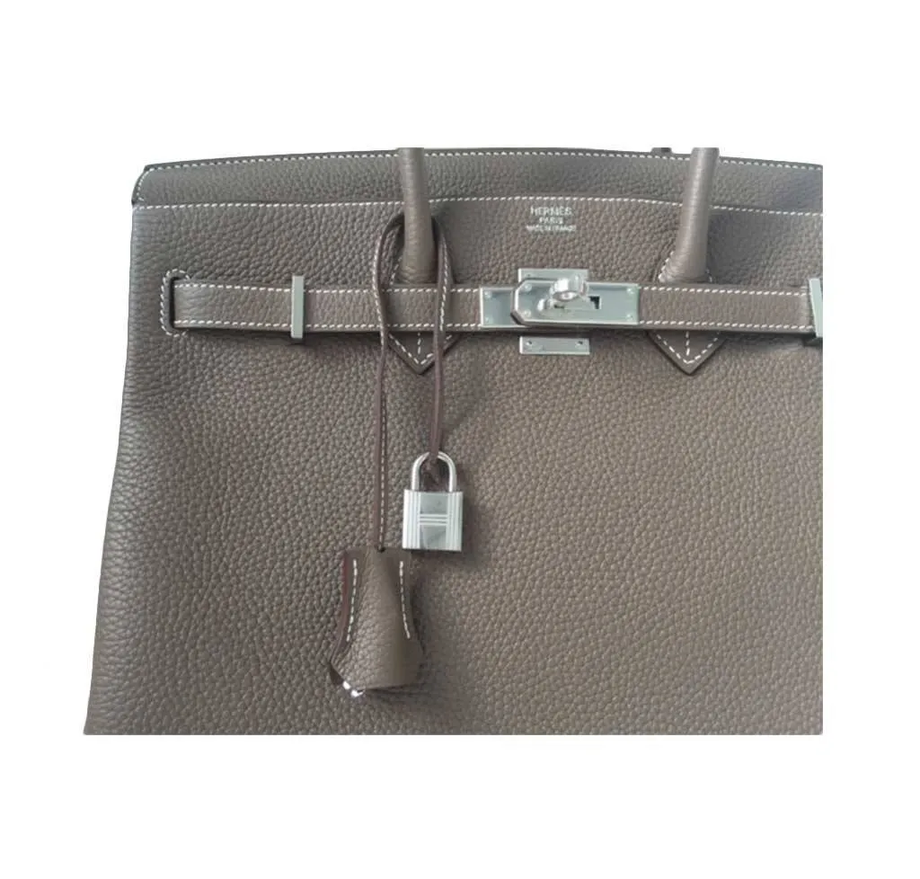 Hermès Birkin 35 Etoupe Clemence Leather Bag