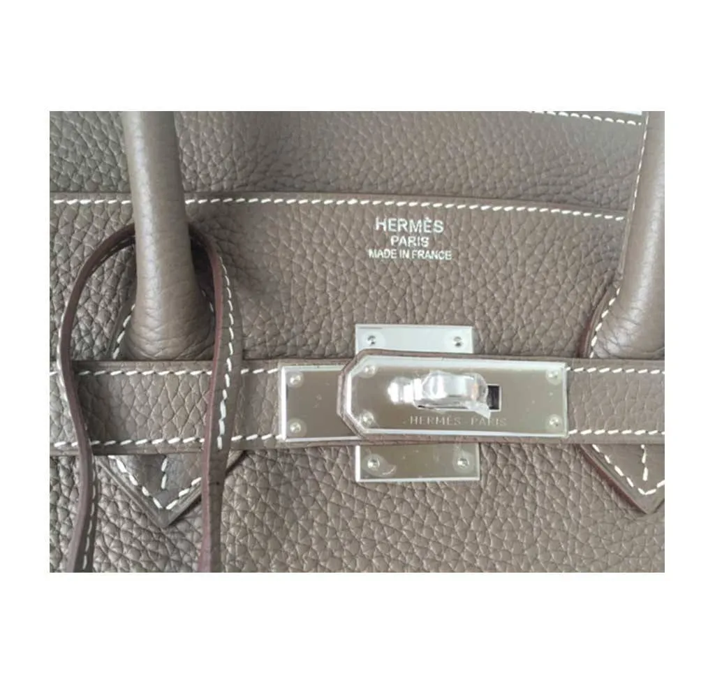 Hermès Birkin 35 Etoupe Clemence Leather Bag