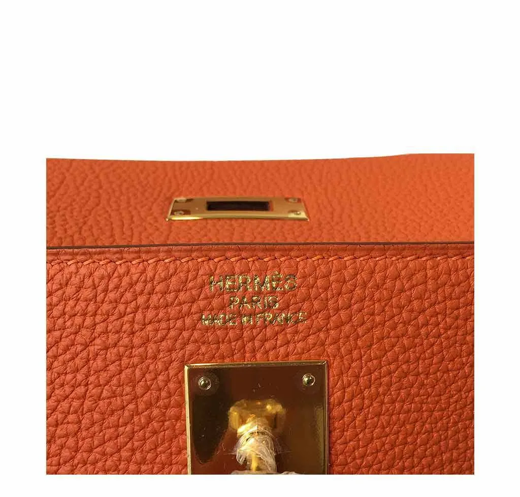 Hermès Kelly 35 Orange Bag Gold Hardware