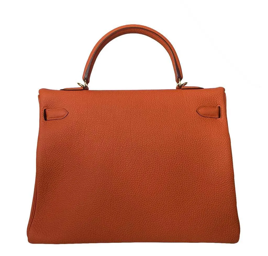 Hermès Kelly 35 Orange Bag Gold Hardware