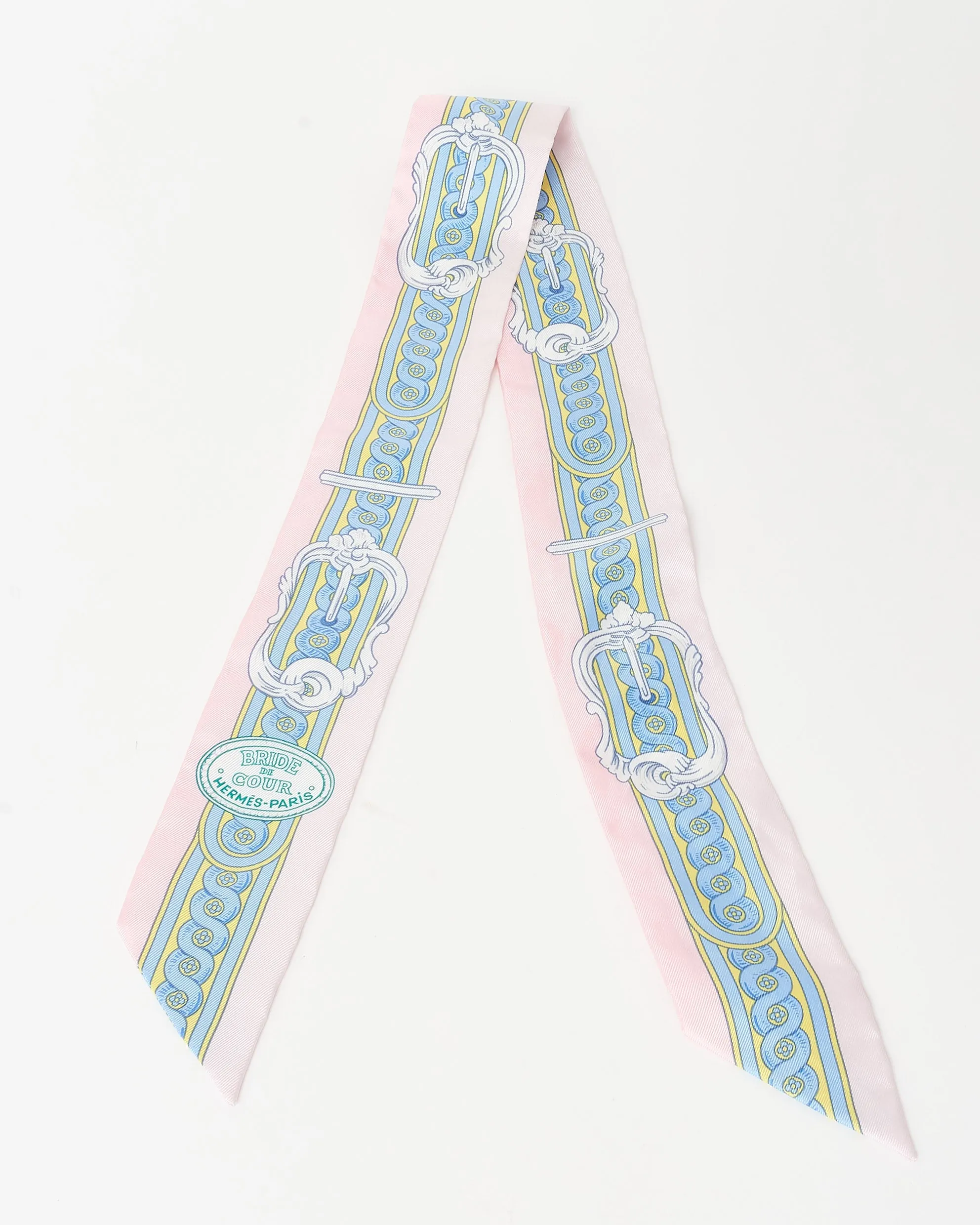 Hermès Pink Blue & Yellow Silk Twilly