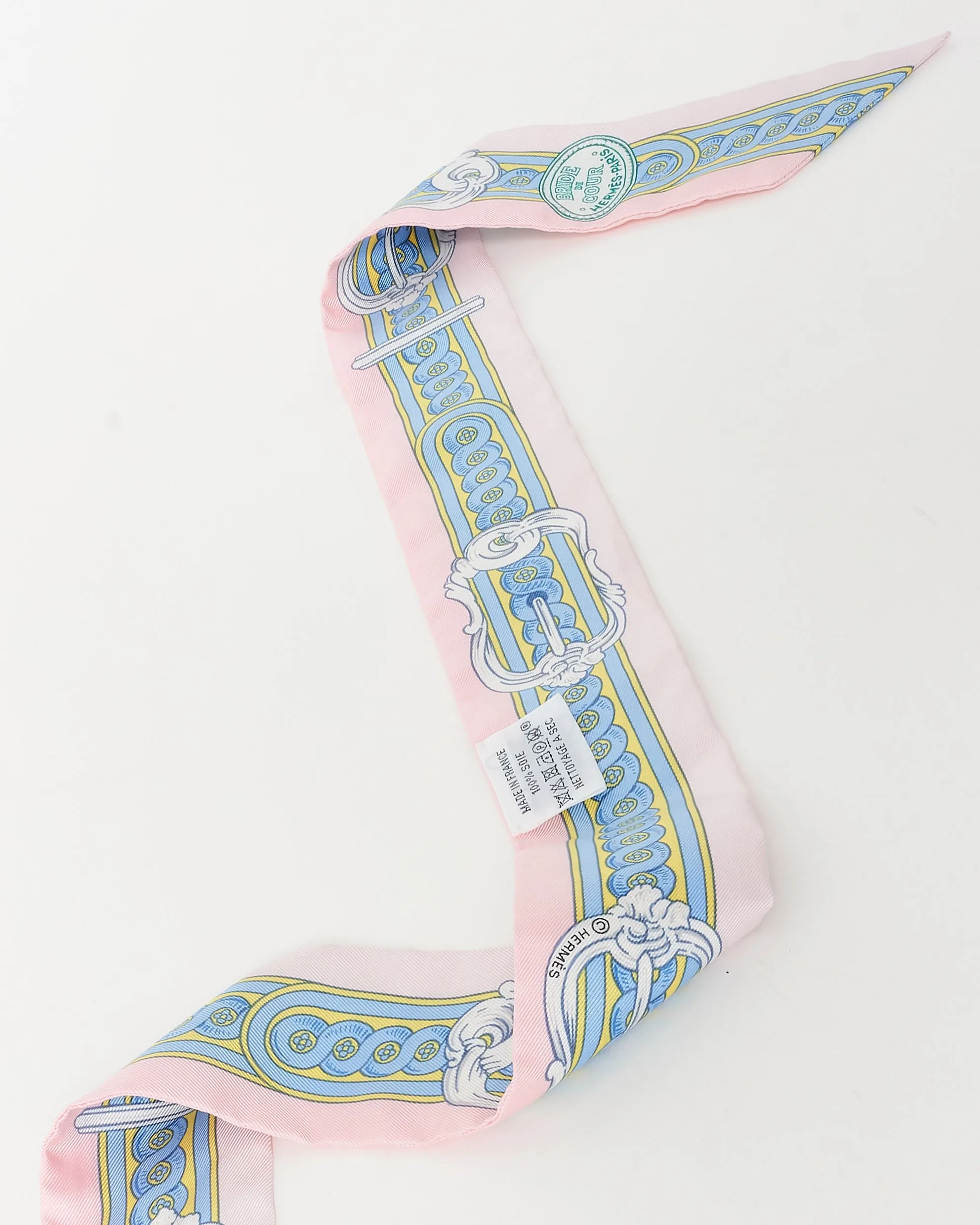 Hermès Pink Blue & Yellow Silk Twilly