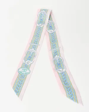Hermès Pink Blue & Yellow Silk Twilly