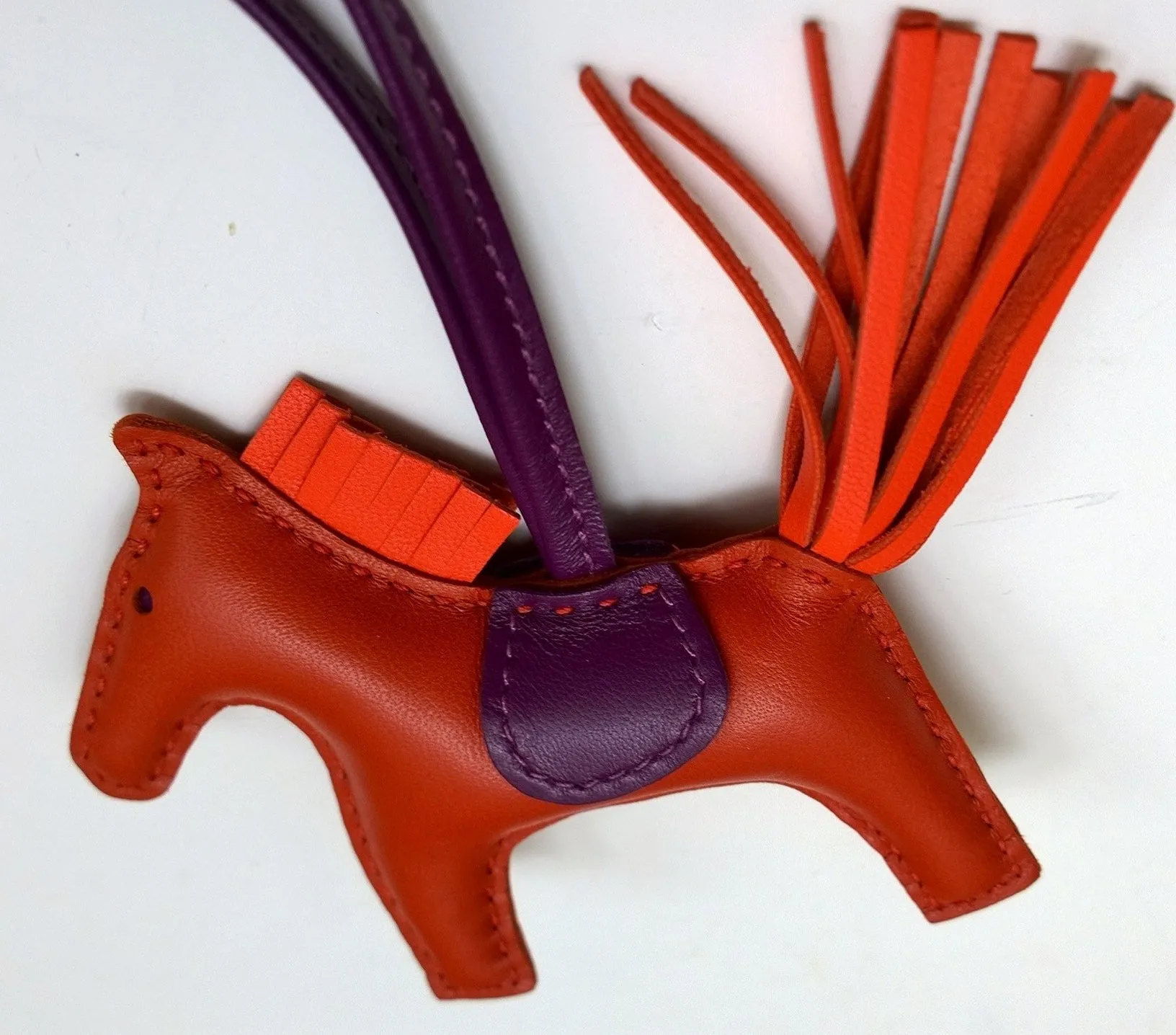 Hermès Rodeo PM Charm in Cornaline Orange Poppy Violet Horse Handbag Small