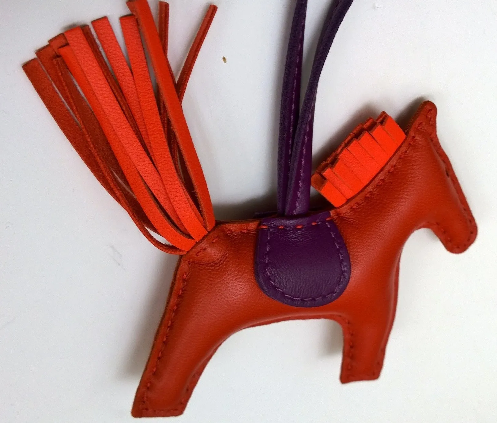 Hermès Rodeo PM Charm in Cornaline Orange Poppy Violet Horse Handbag Small