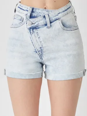 High Rise Cuffed Crossover Shorts