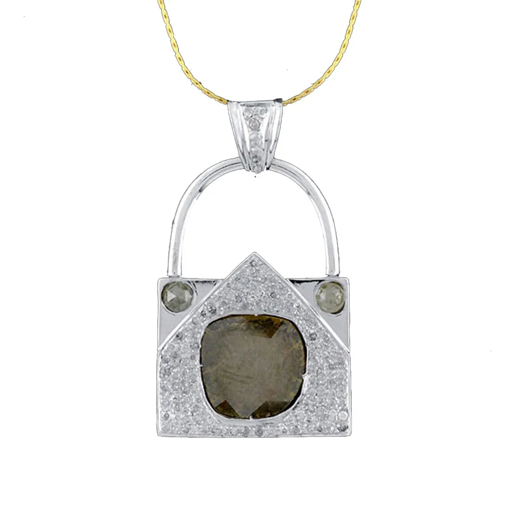 Ice Diamond In 14k White Gold Handbag Design Charm Pendant