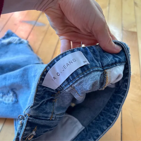 IRO Sz XS Denim Distressed Jean Skirt