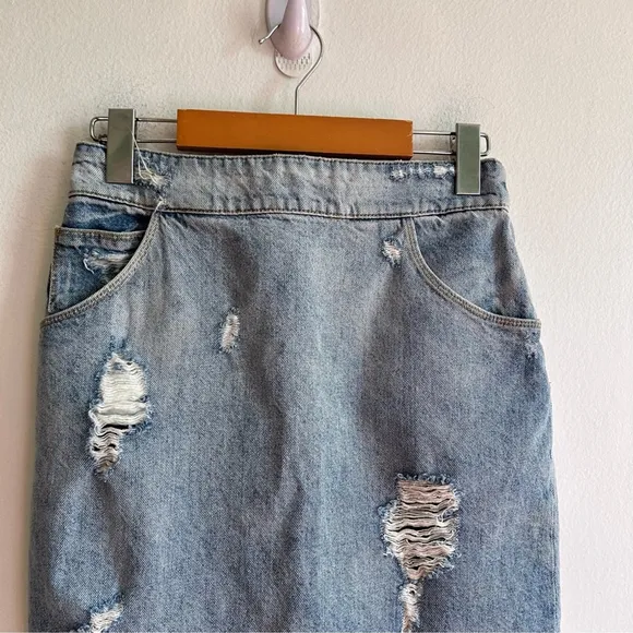IRO Sz XS Denim Distressed Jean Skirt